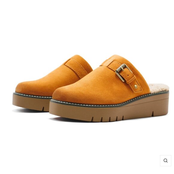 Naturalizer Women's 10 Wayde Suede Slip On Clog Mules Golden Maple Orange Tan - Picture 1 of 13